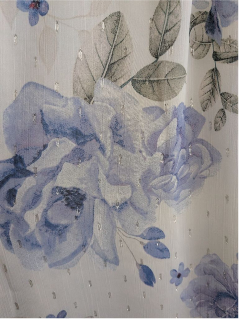 Joie Womens Large Blue Floral Sheer Tie Neck Boho Peasant Blouse Top L - Picture 6 of 7